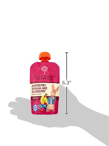 Pumpkin Tree Peter Rabbit Organics, Organic Raspberry, Banana and Blueberry 100% Pure Fruit Snack, 4 oz. Squeeze Pouches (Pack of 10)