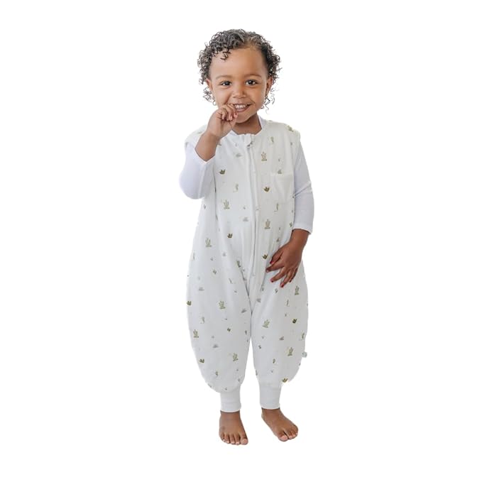 Tealbee Dreamsuit Toddler Sleep Sack with Feet – Walker Sleep Bag with Legs, Rayon made from Bamboo, Summer 0.8 TOG, 2-Way Zipper, 2T-3T - Cactus