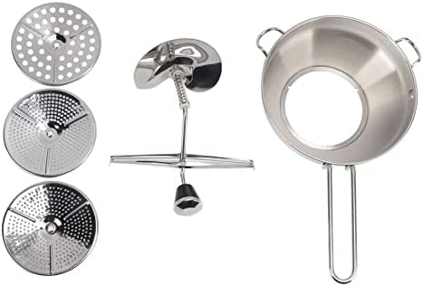 Manual Food Mill, Ergonomic Food Mill Stainless Steel Milling Handle Stainless Steel Bowl Rotary Food Mill for Tomato Sauce Applesauce Mashed Potatoes Baby Food