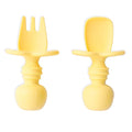 Bumkins Baby Utensils Set, Chewtensils Silicone Spoons for Dipping, Self-Feeding, Baby Led Weaning, Trainer Learning, First Stage Eating, Soft Practice Fork and Spoon, Babies 6 Months, Pineapple