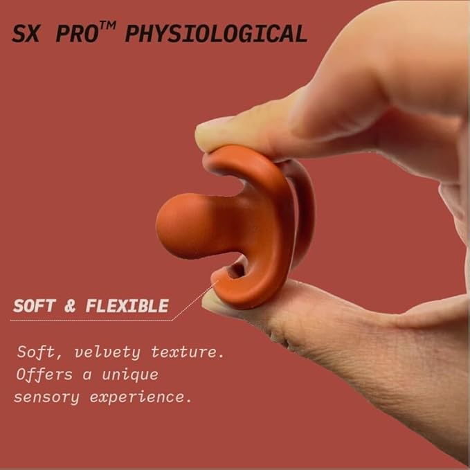 Color Essence SX PRO Silicone Baby Pacifier 1Pk, Made with 100% Soft Silicone, Baby Essentials Perfect for Breastfeeding Babies, Designed in Spain, 6-18 Mths, Sunset Orange