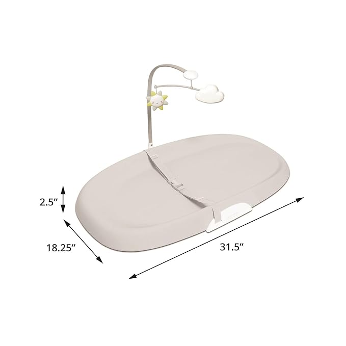 Skip Hop Baby Changing Pad Nursery Style Wipe-Clean Contoured with Cushioned Foam, Non-Skid Base, Built-in Safety Belt & Tuck-Away Toy Bar, Grey