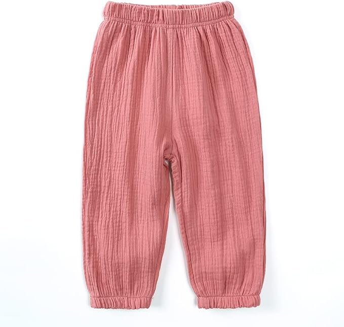 MYGBCPJS Baby Boys Girls Cotton Linen Trousers Kids Casual Ankle Pants Loose Long Bloomers