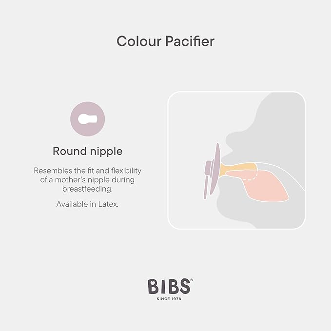BIBS Colour Liberty Soother 2-Pack, BPA Free Dummy Pacifier, Round Nipple. Natural Rubber Latex, Made in Denmark, Size 2 (6-18 Months), Bobo Dusty Blue Mix