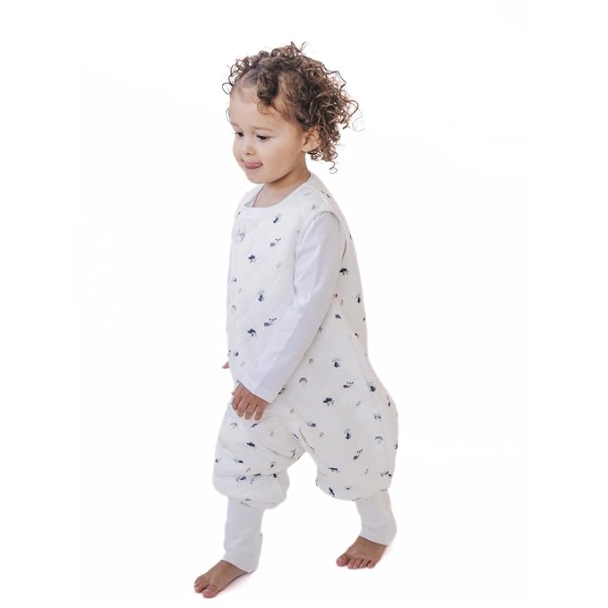 Tealbee Dreamsuit Toddler Sleep Sack with Feet – Walker Sleep Bag with Legs, Rayon made from Bamboo, Winter 1.5 TOG, 2-Way Zipper, 3T-4T - Mushroom