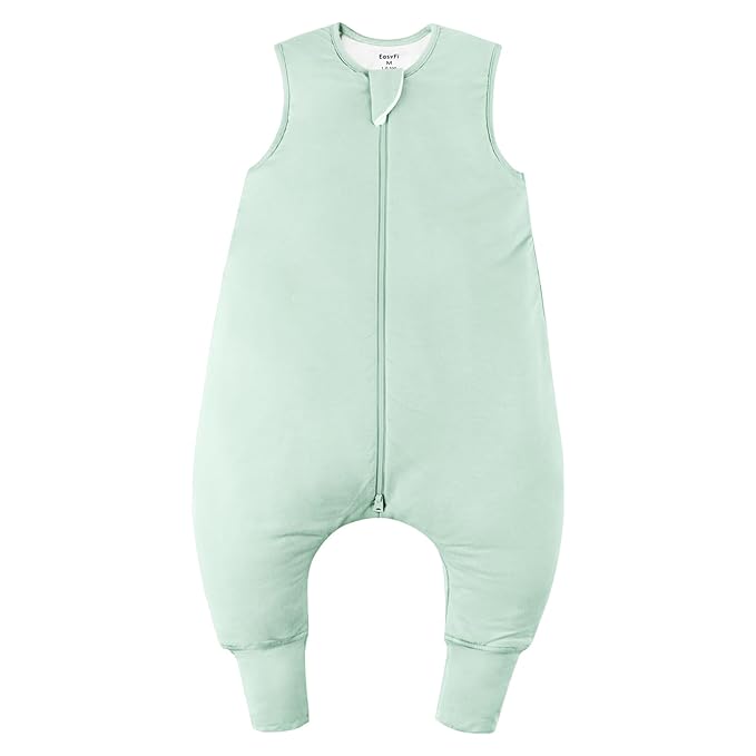 Rayon Made From Bamboo Sleep Sack 6-12 Months 0.5 Tog Ultra Soft Summer Toddler Sleep Sack with Feet 2-Way Zipper Lightweight Baby Sleeping Bag with Legs Thin Baby Wearable Blanket-Green