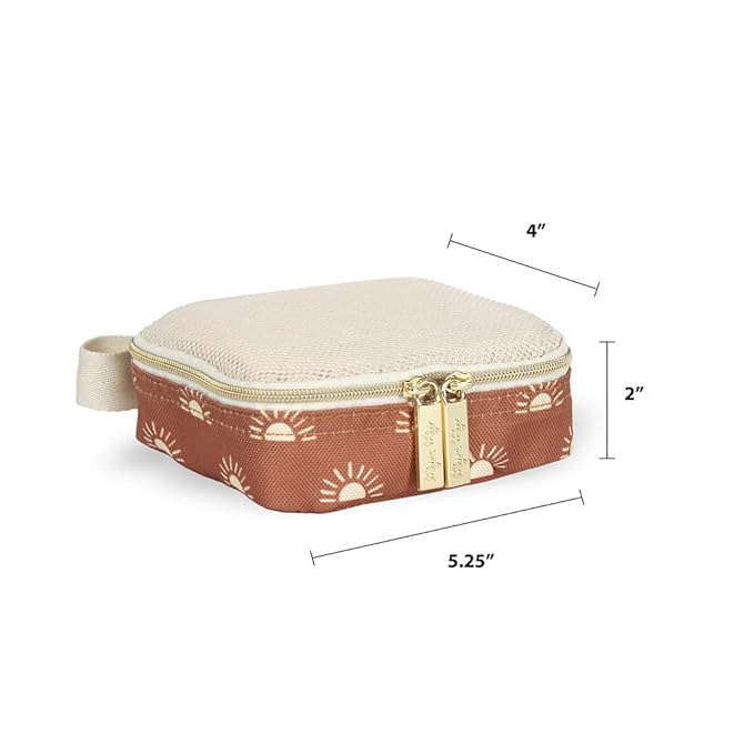 Itzy Ritzy Packing Cubes for Travel – Set of 3 Packing Cubes or Travel Organizers; Each Cube Features a Mesh Top, Double Zippers and a Fabric Handle (Terracotta Sunrise)