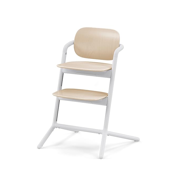 Cybex LEMO High Chair 3-in-1 Set with Baby Set + Snack Tray - Modern Design, One-Hand Depth & Height Adjustment & Anti-Tip Wheels - from 6 Months, Convertible to Adult Chair, Sand White