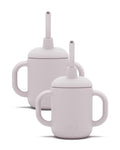 Lalo Little Cup 2-Pack, Non-Toxic Silicone Straw Cup with Handles - Baby and Toddler Sippy Cup - Mini Cup and Straw Training System, 4oz, Lavender
