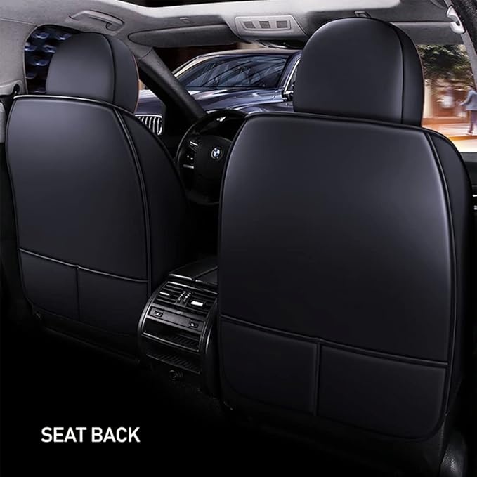 Luxury 2 Seats Car Seat Covers Protectors for Suzuki 1999-2025 95% Models, Back Storage Bag Design & Headrest Pillow & Lumbar Support Black & Coffee Line