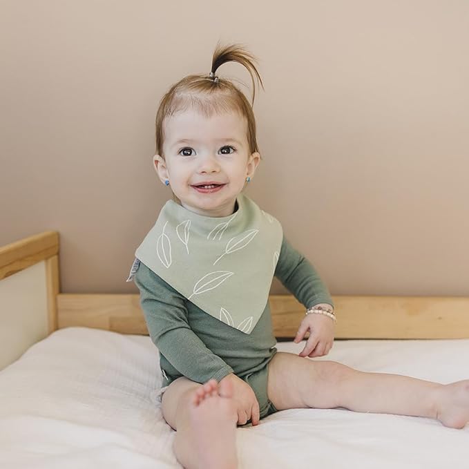 Woolino Merino Wool Baby Bibs - Highly Absorbent Bandana Bib with Cotton Outer Layer and Merino Wool Inner Layer - Pack of 2