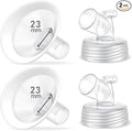 2 Packs 23mm Flange Set, Updated Soft Rim Shield and Wide Mouth Base Connector Pump Parts for Spectra S2 Spectra S1 9 Plus Breastpumps Accessories, 106 Degree Wider Opening Angel
