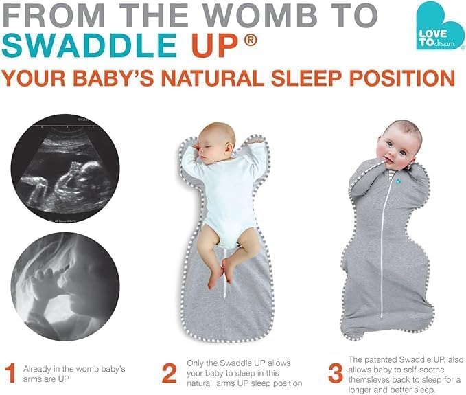 Love to Dream Organic Swaddle, Baby Sleep Sack, Swaddle Up Self-Soothing Swaddles for Newborns, Get Longer Sleep, Snug Fit Helps Calm Startle Reflex, 1.0 Tog, 5-8.5lbs., Cream