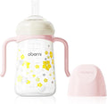 No Spill Sippy Cups,Weighted Straw Toddler Water Bottle with Handle,Spill Proof Toddler Cup with 2 Nipple for Baby 6-12 Months and Toddlers 1-3 (PP, 8 Ounce, Pink, 1 Pack)