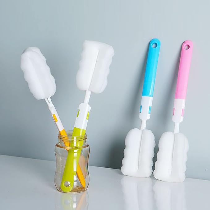 Bottle Brush 8PCS Sponge Cup Brush Set Cup Scrubber Brush Portable Long Handle Water Bottle Cleaner Brush for Baby Bottles Vacuum Flasks Mugs Glasswares (8PCS)