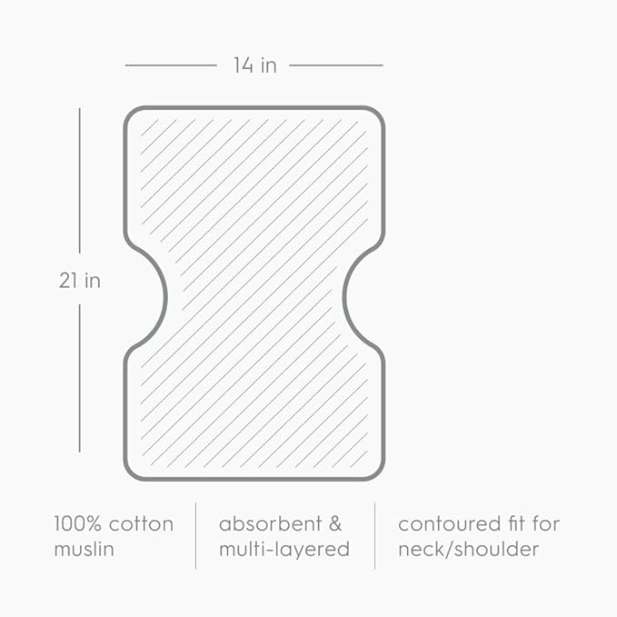Little Unicorn Ultra-Absorbent Premium Burp Cloth 2 Pack | Soft on Baby's Skin | Larger Size | Ergonomic Design | Set of 2 (Taupe Cross)
