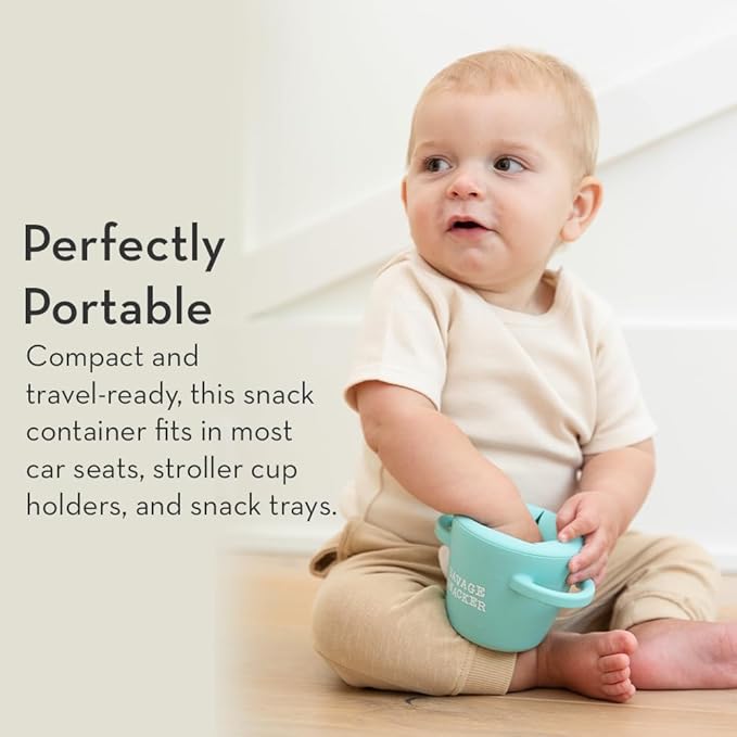 Bella Tunno Snack Cups for Toddlers, Set of 2 Silicone Spill Proof Food Containers with Lids, Babies & Kids 6-12 Months, Mr. Happy & Cheerio Mate