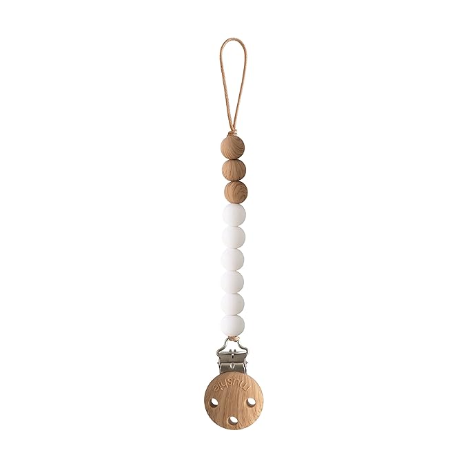 mushie 100% Silicone Baby Pacifier Clip BPA Free | Eva (White)