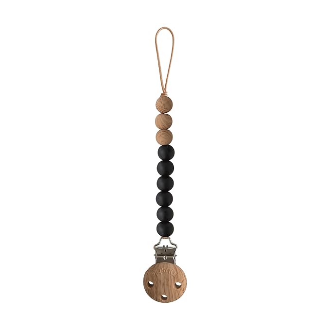 mushie 100% Silicone Baby Pacifier Clip BPA Free | Eva (Black)