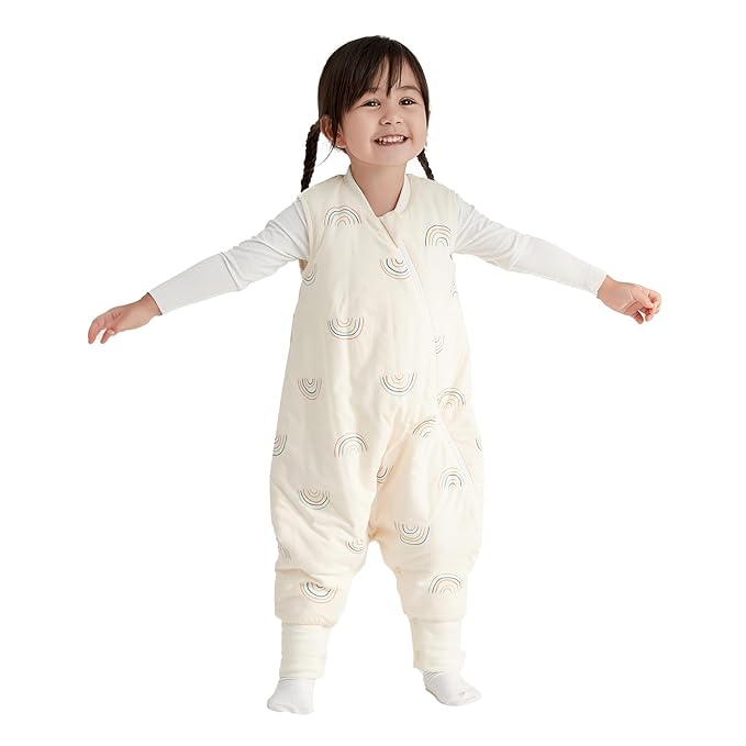 Duomiaomiao 2.5 TOG Toddler Sleep Sack 36-48 Months 100% Cotton Winter Side Open Zipper Baby Sleep Sack with Feet, Warm Toddler Wearable Blanket