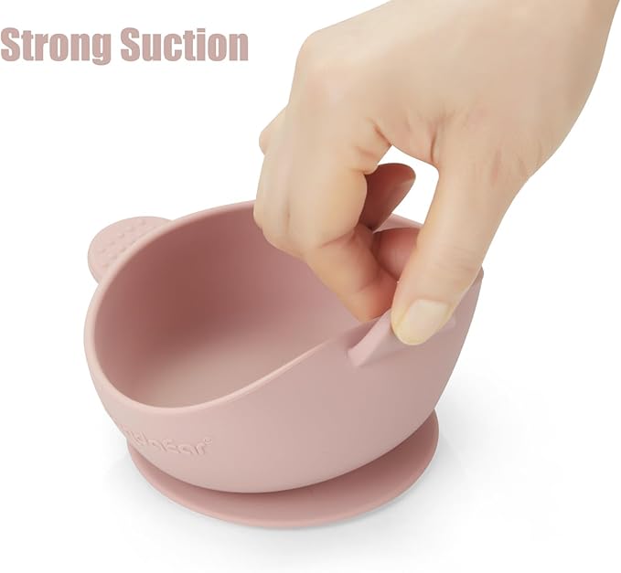 PandaEar 3 Pack Baby Bowls with Suction| Stay Put Silicone Food Bowl for Babies Kids Toddlers Infants| Food Grade Soft Safe BPA-Free Silicone (Pink)