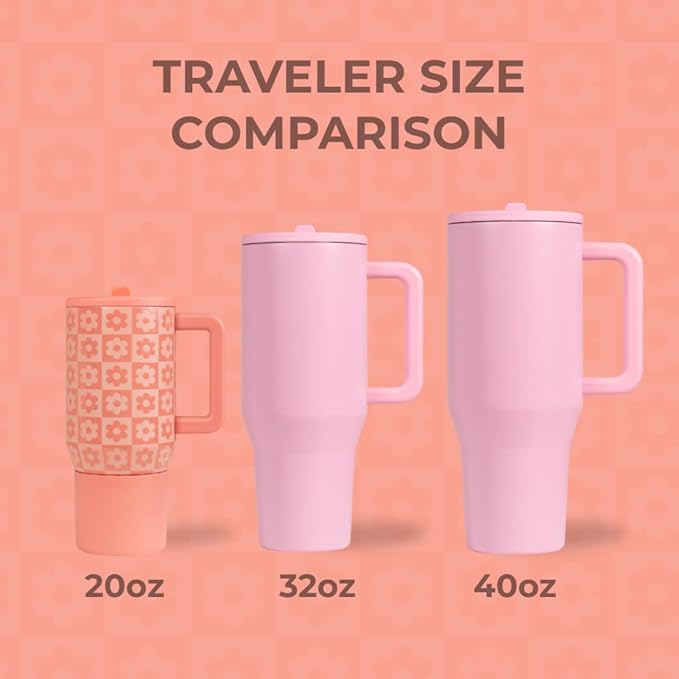 HydroJug Kids - 20 oz Insulated Kids Water Bottle with Flip Straw & Handle | Leak-Proof & Durable | Perfect for School, Sports, Lunch, Travel & Camp, Daisy Checkers