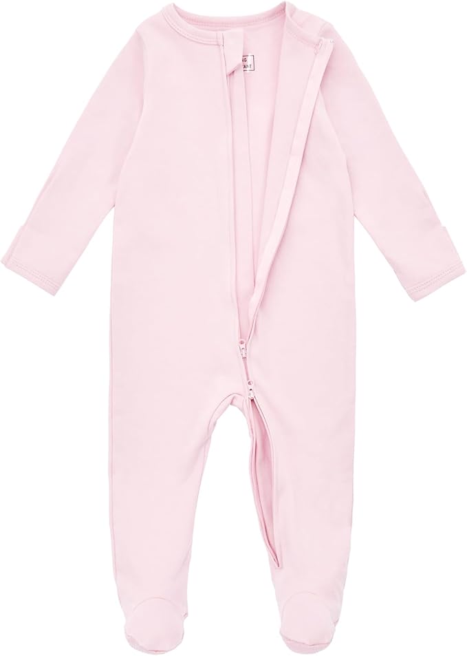 Aablexema Baby Footed Pajamas with Mitten Cuffs Zipper 4-Pack Infant Newborn Cotton Long Sleeve Outfit