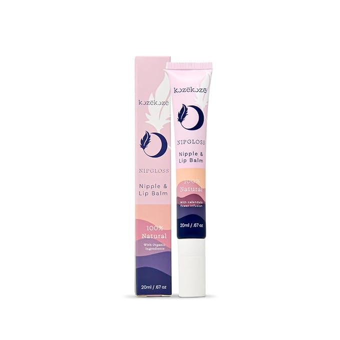 Nip Gloss, Lanolin Free Nipple Cream Safe for Breastfeeding, All Natural Ingredients, 2 in 1 Nipple Cream Lip Balm, Pediatrician Approved, Mess-Free and Travel-Friendly .67 oz (20 ml)
