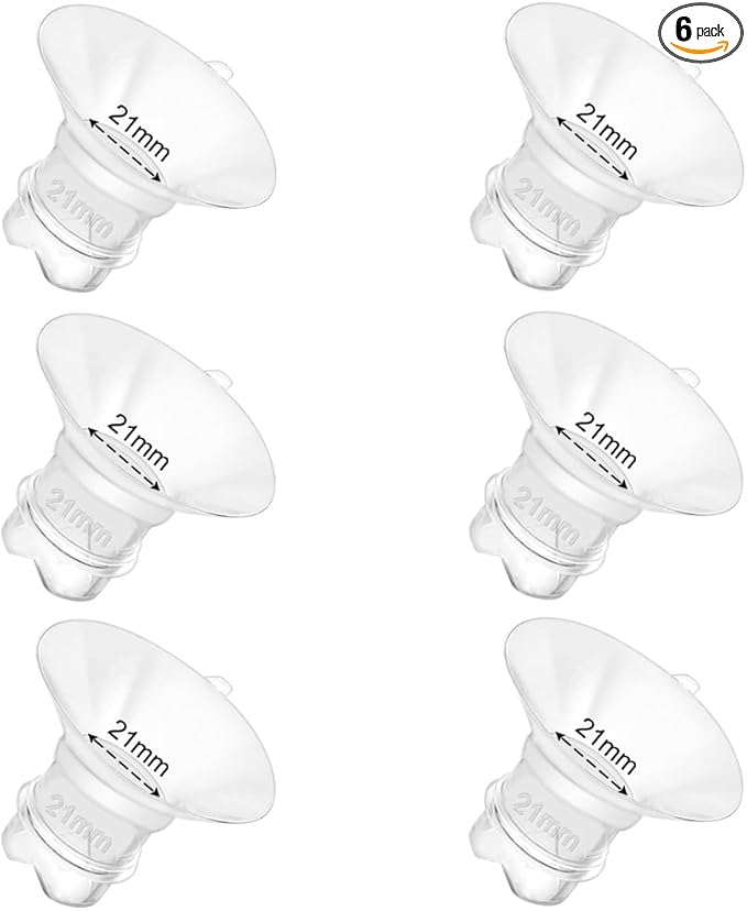 6pcs Updated Silicone Flange Insert 21mm Compatible with Momcozy/Medela/Spectra/Eufy/Lansinoh/TSRETE/Elvie/NCVI/Paruu Breast Pump, for 24mm Flange/Shield, Breastfeeding Essential Replacement Pump Part