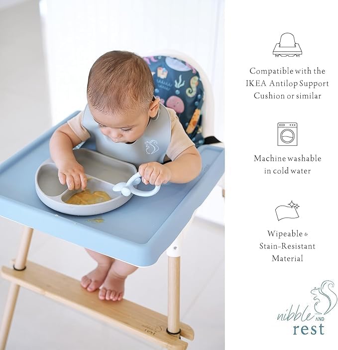 Nibble and Rest Highchair Cushion Cover for Inflatable Cushion, Compatible for IKEA Antilop Highchair, Accessories Stain-Proof and Wipeable Cover (Cushion NOT Included)(Strawberries)