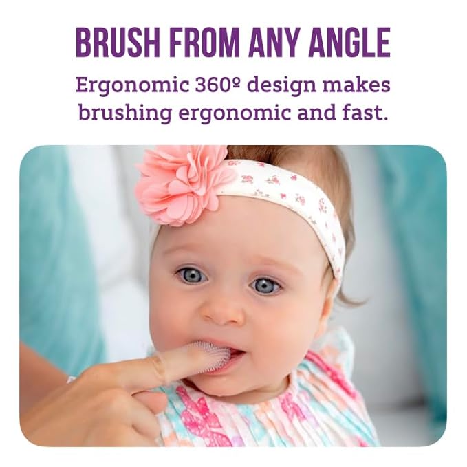 Baby Toothbrush, 360 Degree Bristle Silicone Finger Toothbrush 6 to 12 Months, and Toddler Toothbrushes 1-2, Set of 4 – Multi Colors