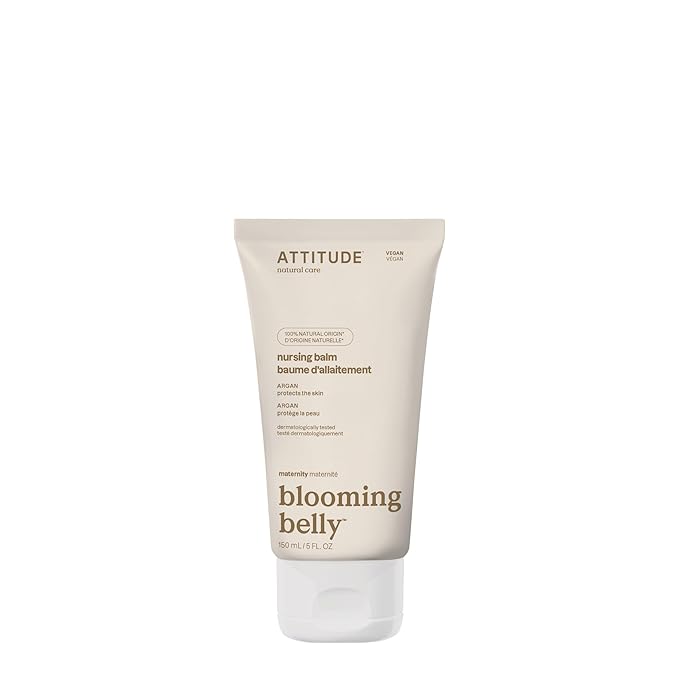 ATTITUDE Nursing Balm Bar, Safe for Nursing, Plant and Mineral-Based Ingredients, Vegan and Cruelty-free Maternity Products, Argan, 5 Fl Oz