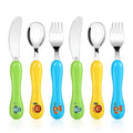 Lehoo Castle 6 Pieces Toddler Utensils, Kids Silverware for 2 3 4 Years Old, Stainless Steel Knife Fork and Spoon Set with Plastic Handle, Safe Toddler Cutlery (Green)