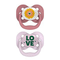 Dr. Brown's Advantage Baby Pacifier, Fully Symmetrical Soother with Soft Silicone Bulb, Lavender Love, 0-6m, BPA Free, 2 Pack