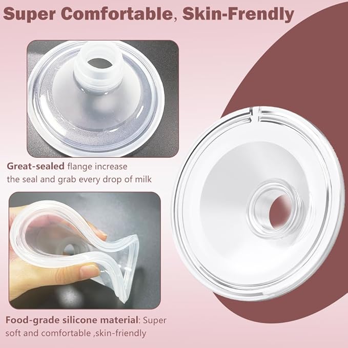 Two Full Milk Collector Cup Sets with 21mm Flange Compatible with Momcozy S12 Pro/S9 Pro Breast Pump, NOT for S9/S12, Replacement Pump Parts with Duckbill Valve, Flange, Diaphragm, Linker, Collector