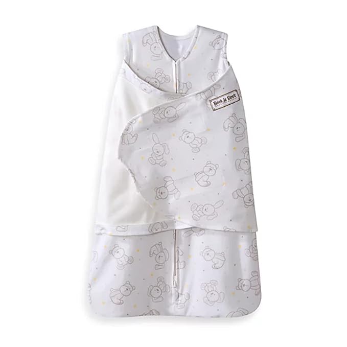 HALO 100% Cotton Sleepsack Swaddle, 3-Way Adjustable Wearable Blanket, TOG 1.5, Floppy Friends, Newborn, 0-3 Months