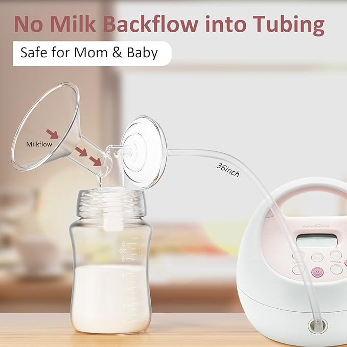 Pump Parts Compatible with Spectra S1/S2/9 Plus Breastpump, 4 Set Replacement Parts for Spectra Include 17mm Flange,Duckbill Valve,Backflow Protector,Tube,Bottle, Not Original Accessories