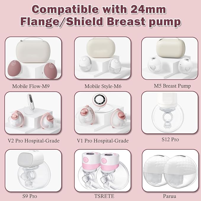 Flange Insert 17mm 6pcs Compatible with Momcozy M5/M9/M6/S12 Pro/V1 Pro/V2 Pro,for Spectra/Medela/MomMed/eufy/Lansinoh/Elvie Breast Pump, Fit for 24mm Flange/Shield of Most Pumps, Breastfeeding Parts