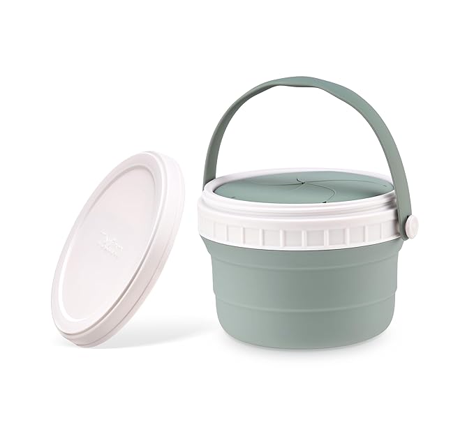 No Spill Silicone Toddler Snack Containers, Detachable Silicone Flap for Filling&Cleaning, Crumb-Free Hard Plastic Screw Travel Lid, Ultra-Soft for Baby Kids Hand In-Out, Snack Cup Holder 12 oz