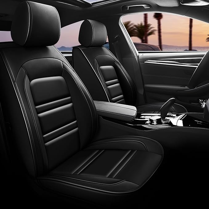 Seat Covers for Dodge Journey 2009-2020 | 5-Seats Leather Seat Covers, Easy to Install Automotive Seat Covers Full Set (Full Set, Black)