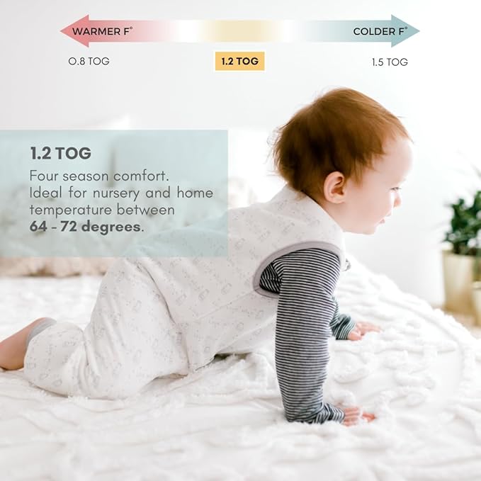 Tealbee Dreamsuit Toddler Sleep Sack with Feet – Walker Sleep Bag with Legs, Rayon made from Bamboo, All Season 1.2 TOG, 2-Way Zipper, 12m-2T - Love Milk