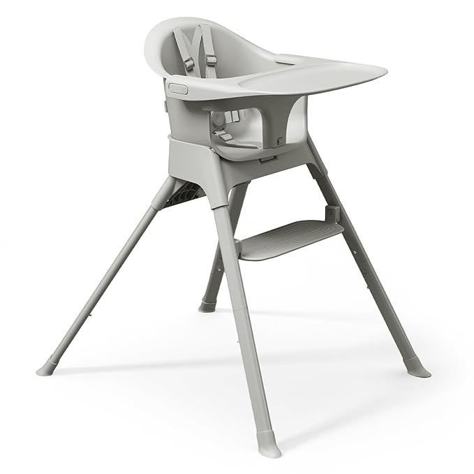 Mompush Olli 7-in-1 Convertible High Chair for Babies and Toddlers – Adjustable Height & Footrest, Dishwasher-Safe Tray, Compact Foldable Design for Easy Storage & Travel, Lightweight Yet Durable