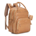 BabbleRoo Leather Diaper Bag Backpack - Baby Essentials Travel Baby Bag, Multi function, Water Resistant, with Changing Pad, Stroller Straps & Pacifier Case – Unisex, Light Brown