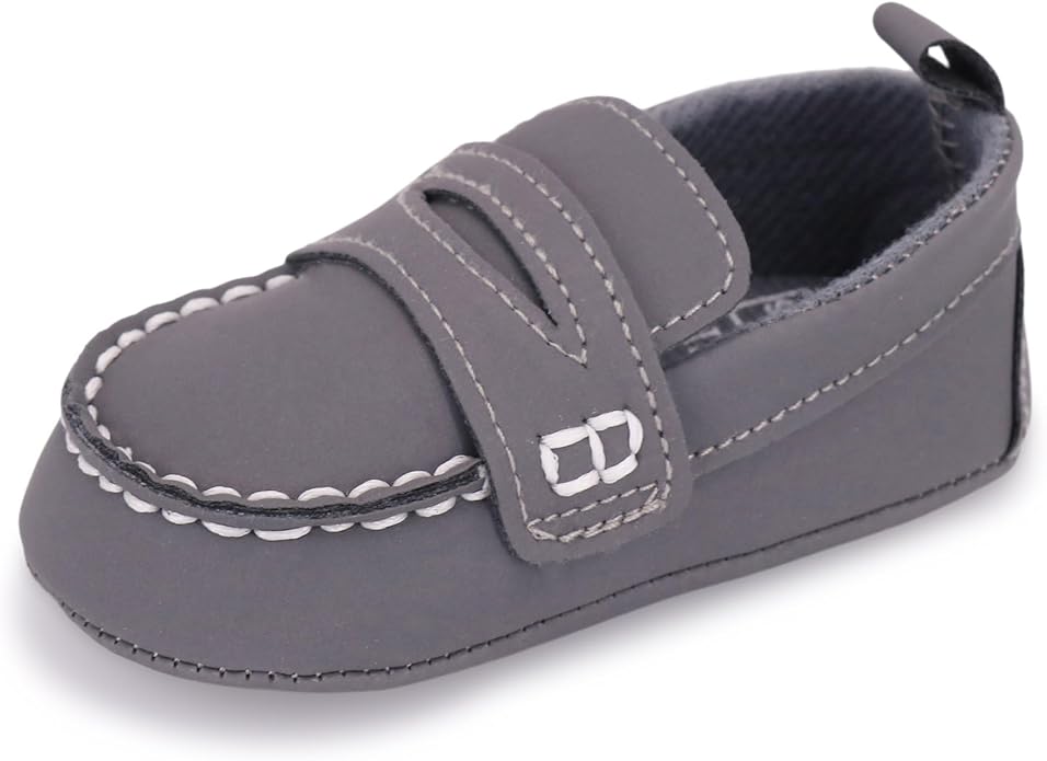 LONSOEN Baby Girls Boys Loafers Prewalker Dress Crib Shoes
