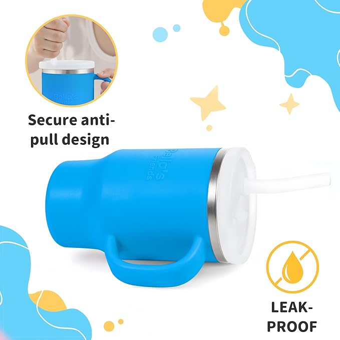 Bella's Friends Handy Mini Tumbler – Adorable 9 oz Sippy Cup for Toddlers 1-3 years old, Flexible Straw, Stainless Interior & Silicone Body, Leak‑Proof, Dishwasher Safe, Ideal for Travel or At Home