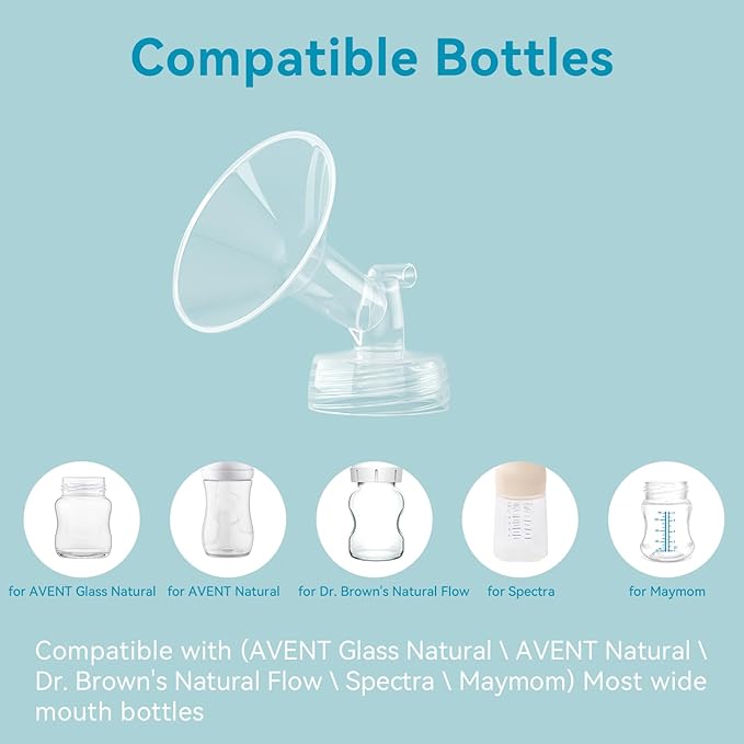 Breast Pump Accessories Kit - 18mm Flange Set Compatible with Spectra S1/S2/Motif Luna, Includes Valves, Tubing & Backflow Protectors