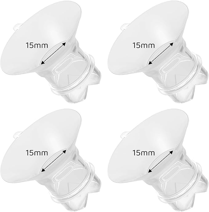 Flange Inserts 15mm Compatible with Medela/Spectra/TSRETE/Elvie/Momcozy/Bellababy Breast Pump 24mm Shields/Flanges, Reduce 24mm Nipple Tunnel Down to 15 mm, 4PCS