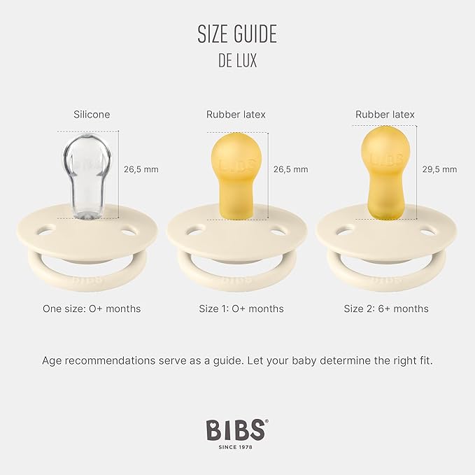 BIBS Pacifiers OneSize | 2-Pack Soothers | BPA-Free Symmetrical Nipple | Made in Denmark | Dusty Blue/Steel Blue De Lux Pacifier