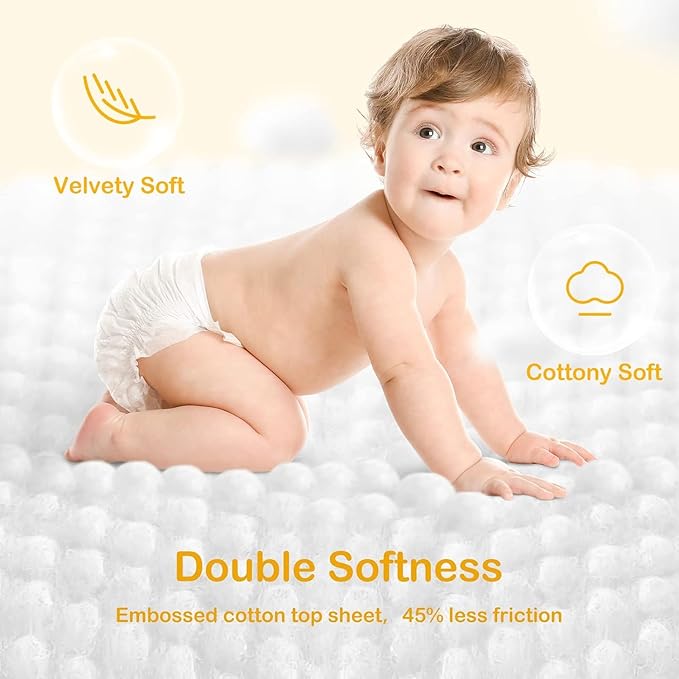 Babycozy Boucy Newborn Diapers for Sensitive Skin, Hypoallergenic Disposable Plain White Diapers Without Chlorine, Soft Diaper for Baby&Infant&Preemie, Size 1(8-14lb) 82 Count