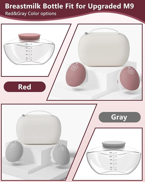 2pcs Breastmilk Container Compatible with Upgraded Mobile Flow | Upgraded M9, M9 Breast Milk Storage Bottle with Silicone Lip, BPA Free, Leak-Proof, Not Original Parts, 2packs Gray Collector